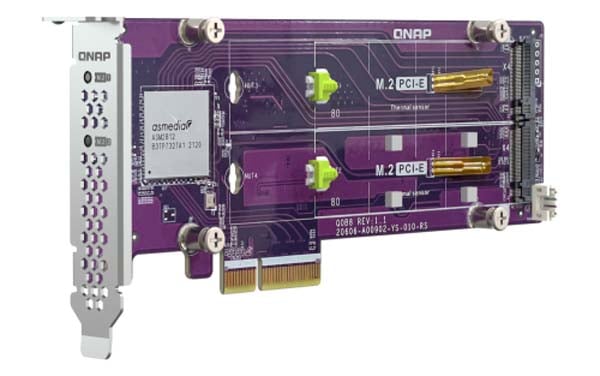 QNAP QM2-2P-384A PCIe 3.0拡張カード 2台のM.2 NVMe SSDをNASに増設|QM2-2P-384A - 画像 (6)