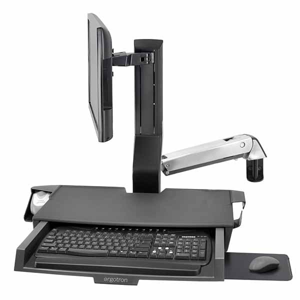 ERGOTRON SV Combo Arm with Worksurface and Pan SV昇降式コンボアームワークサーフェス・パン付き、アルミ色|45-583-026 - 画像 (2)