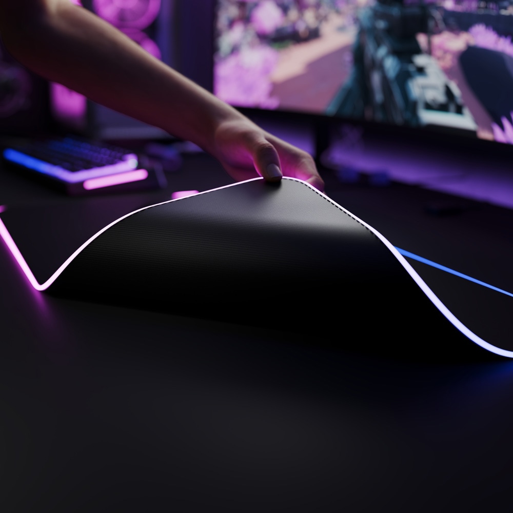 Glorious Mouse Pad 2 GLED - 3XL - Black RGBライティング搭載 布製ゲーミングマウスパッド 3XLサイズ (1220 x 610mm) ブラック|GLO-MP2-GLED-3XL-B - 画像 (6)