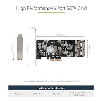 StarTech SATA 8ポート増設 PCI Expressインターフェースカード/PCI-SATA変換|8P6G-PCIE-SATA-CARD - 画像 (8)