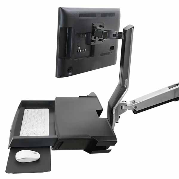 ERGOTRON SV Combo Arm with Worksurface and Pan SV昇降式コンボアームワークサーフェス・パン付き、アルミ色|45-583-026 - 画像 (4)