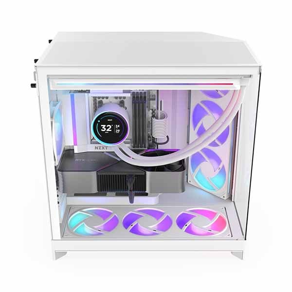 NZXT H9 Flow RGB (2025) - White 大型デュアルチャンバー構造採用 ミドルタワーATXエアフローケース ホワイト|CM-H92FW-R1 - 画像 (8)