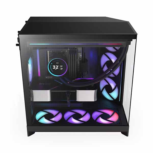 NZXT H9 Flow RGB (2025) - Black 大型デュアルチャンバー構造採用 ミドルタワーATXエアフローケース ブラック|CM-H92FB-R1 - 画像 (8)