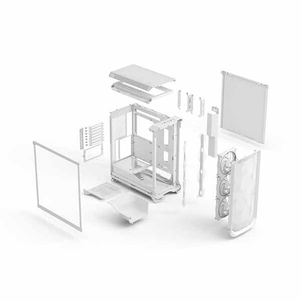 Fractal Design Meshify 3 White RGB TG Clear Tint ミドルタワー型PCケース クリアティント 強化ガラスパネル ホワイト|FD-C-MES3A-07 - 画像 (9)